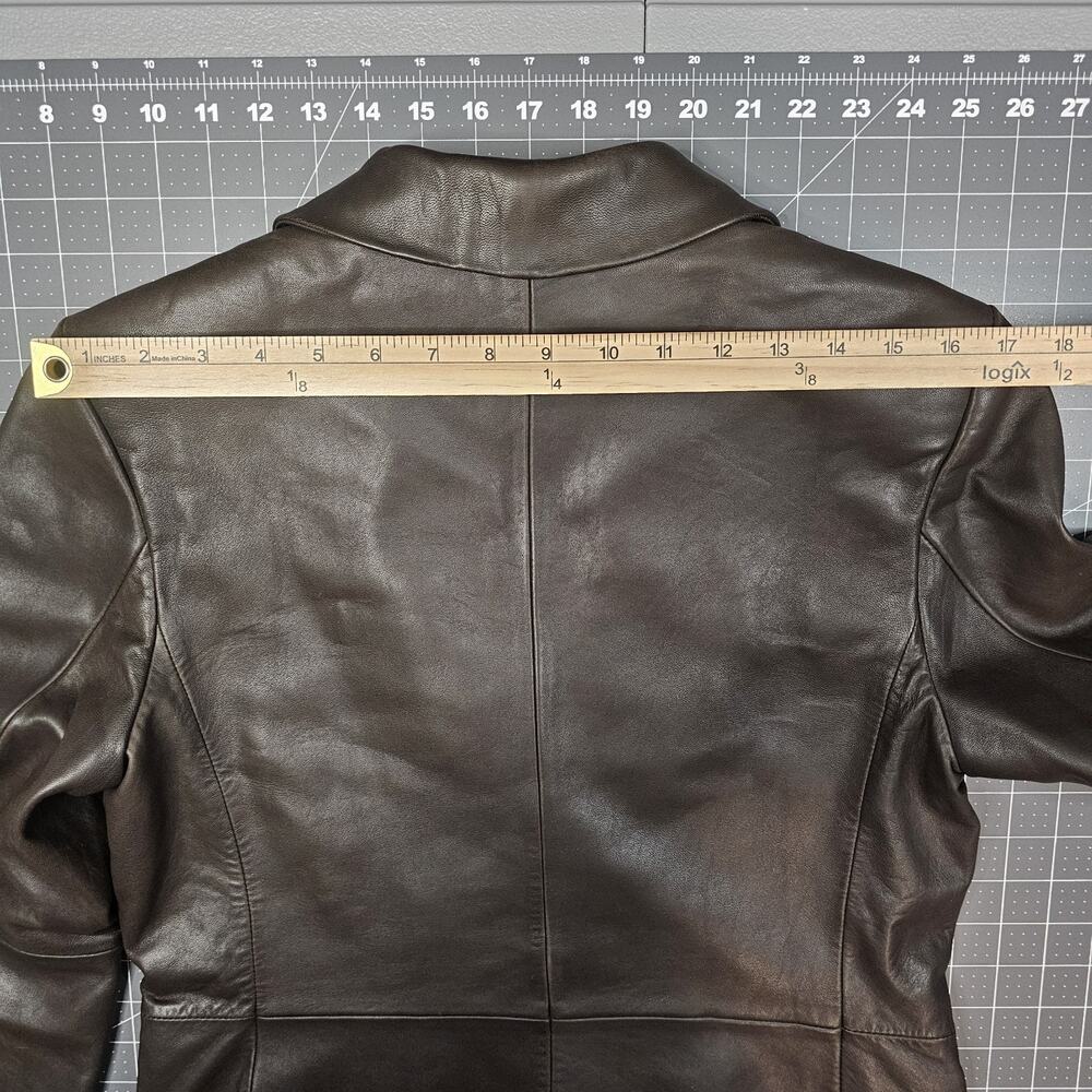 Brooks Brother Leather Jacket Womens 10 Medium Brown Blazer Preppy Business Work - Picture 15 of 16
